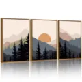 Set van drie panelen ingelijste canvas muur art modern landschap voor woonkamer decoratie. - 20x30cm / BK2193 (Kern + PS Frame)