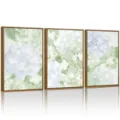 Modern 3-piece abstract floral canvas wall art set with wood frame for living room decor. - Canvas Core + 2.5PS Frame / 30x40cm