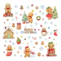 Weihnachten Lebkuchenmann Fensteraufkleber festliche Glas statische Aufkleber fuer Deko - 20x30cm / 6 Stück