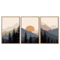 Moderne 3-delige ingelijste landschap canvas wanddecoratie set met houten lijst voor woonkamer - 20x30cm / BK2193 (Alleen Kern)