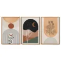 Boheemse retro canvas wanddecoratie set van drie ingelijste abstracte botanische prints. - 30x40cm / TX1172 (Alleen Canvas Kern)