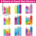 Autocollants muraux crayon aquarelle pour chambre d'enfant ecole decoration 9 feuilles - UV26T60682T_T (9 Feuilles) / 20x30cm