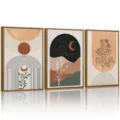 Bohemian canvas wanddecoratie set van 3 ingelijste geometrische abstracte prints. - 30x40cm / TX1172 (Canvas + PS Frame)