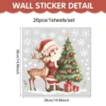 Christmas wall sticker detail view showing Santa Claus, reindeer, and snowflakes. - Adhesive Backing / 38X38CM