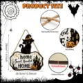 Dettaglio del cartello appeso di benvenuto in legno di gatto nero di Halloween, dimensioni - Stile Gatto Nero Zucca (Y26Y90515_Q)
