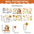 Dettaglio adesivo murale autunnale con simpatico scoiattolo, foglie e girasoli. - Modello Scoiattolo Pianta Autunnale (UV26Y80855S_T) / 6 Fogli (20x30cm)