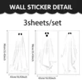 Halloween weiße Geist Fensteraufkleber 3er-Set, große gruselige Urlaubs Glas Wandaufkleber. - 43x90cm (3 Blätter/Packung) / Geist Wandteppich Stil (24Y12297) / Statischer Aufkleber