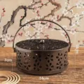 Portainciensos antimosquitos de metal con tapa floral hueca y asa para el hogar. - Estilo Antiguo Flor de Ciruelo / Cobre