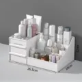 Desktop cosmetic storage box multi-layer drawer skincare organizer holder white container - M / Ivory