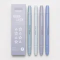 Set of 4 pastel double-headed highlighters with storage box, ideal for bullet journals and notes. - Taro Purple / 4Pcs Set