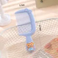 Cute blue cartoon bear hair comb with bow, portable plastic hair styling tool for kids daily use. - Blue Full Bear