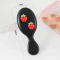 Spazzola per capelli con cuscino d'aria fragola nera carina 20.8cm strumento per cura - Spazzola Piatta Nera