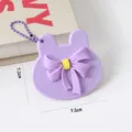 Candy color cute rabbit shape makeup mirror with bow, portable hand-held cosmetic mirror for girls. - Purple Makeup Mirror