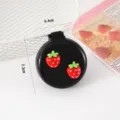 Carina spazzola per capelli pieghevole nera con fragole 3D, mini pettine portatile per massaggio cuoio - Pettine Pieghevole Nero