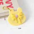 Cute bunny makeup mirror with bow, portable yellow handheld cosmetic mirror for girls and travel. - Yellow Makeup Mirror
