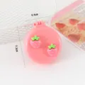 Cute pink folding air cushion hair comb with 3D strawberry charms portable pocket brush - Pink Folding Comb