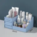 Desktop plastic cosmetic storage box with drawers and multiple grid compartments for skincare. - M / Nordic Blue