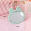 Cute bunny shaped cosmetic mirror, portable candy color hand mirror for daily makeup and sweet style. - Bulk Packaging / Green
