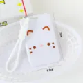 Cute cartoon cat expression sliding card holder cream style student campus card protective cover - Shy Cat
