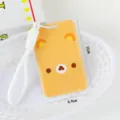 Sweet cute cartoon bear card holder with lanyard student card protective cover yellow - Brown Bear
