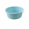 Blue plastic wash basin with white handles, durable household round basin for daily washing. - Small Nordic Blue (Suitable for Children)