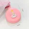 Jolie brosse à cheveux de poche pliante rose avec miroir et design de lapin mignon pour voyage. - Rose