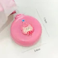 Brosse à cheveux pliante portable avec miroir, mignon ours rose dessin animé peigne compact - Rose rosé