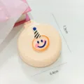 Draagbare opvouwbare cartoon kussen haarborstel met spiegel, schattige macaron roze reizen mini borstel. - Melkgeel