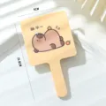Cute capybara handheld makeup mirror cream style portable cosmetic vanity mirror with handle - Lying Flat