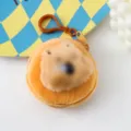 Simpatico Capybara peluche portamonete portachiavi morbida mini borsa con zip giallo acceso - Rotondo / Porcellino d'India che dorme