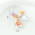 Cute cartoon resin keychain with letter beads, bell, and adorable bear unicorn pendant. - Open Ring - Trojan Bear