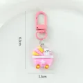 Cute pink resin cat keychain backpack pendant sweet girl style gift accessory for students. - Clasp - Flower Cart Bear