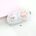 Schattig cartoon puppy poot contactlens doosje draagbare dubbele opbergdoos 6x2.8cm - Wit Hond Poot