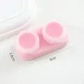 Astuccio per lenti a contatto macaron monocolore scatola di cura doppia design portatile - Rosa