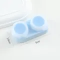 Custodia per lenti a contatto macaron minimalista in tinta unita doppia scatola - Blu