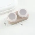 Boîte de lentilles de contact unie minimaliste étui double portable pour les soins oculaires. - Gris