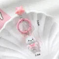 Cute pink star rabbit keychain, sweet cartoon ring pendant for cute girls bag charm. - White Rabbit