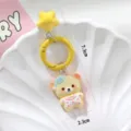 Cute cream star bear keychain lovely cartoon bag charm pendant accessory for girls and kids. - Yellow Bear
