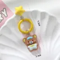 Cute star bear keychain yellow ring pendant aesthetic cartoon accessory variant item style - Brown Bear