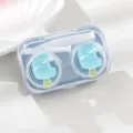 Blauwe popsicle contactlens etui draagbare transparante dubbele doos met pincet voor reis - Brillendozen in de vorm van een zeegolf-ijslolly