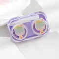Draagbare schattige cartoon ijslolly contactlenzen etui dubbele doos transparante houder - Brillendozen in de vorm van een regenboog-ijslolly