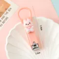 Cute cartoon rabbit nail clipper portable anti-splashing nail cutter high aesthetic manicure tool. - Big Ring Rabbit / Pink
