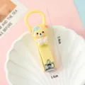 Cute cartoon bear portable nail clipper with hanging ring in pastel yellow design. - Big Ring Bear / Yellow