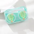 Groene schattige cartoon ijsje contactlenzendoos draagbare dubbele doos formaat 6.9x4.3cm - Brillendozen in de vorm van een cactus-ijslolly