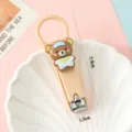 Cute cartoon bear nail clipper portable anti-splash manicure tool stylish nail cutter - Big Ring Bear / Brown