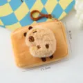 Cute Capybara plush coin purse mini earphone storage bag with keychain and zipper design. - Square / Dancing Guinea Pig