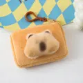 Cute Capybara Plush Coin Purse Mini Portable Earphone Storage Bag Cartoon Animal Pouch - Square / Big Face Capybara
