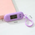 Candy color digital timer keychain, portable mini oval electronic watch for daily time management. - Purple