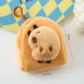 Cute plush capybara coin purse mini backpack pendant with keychain and size specs. - Mini Backpack / Dancing Guinea Pig