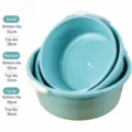 Nordic blue plastic basin set of three, thick laundry and face washing tub, nested storage. - 3-Piece Nordic Blue Set (More Cost-Effective as a Set)